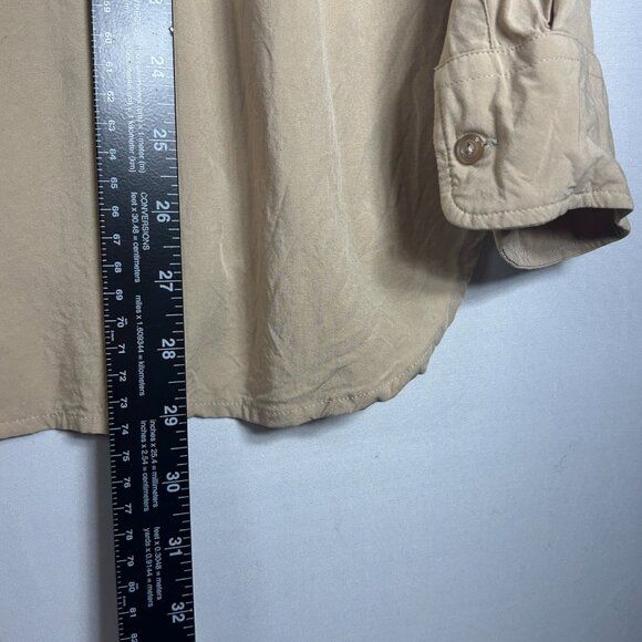 LRL Ralph Lauren ladies Lace up Blouse Large brown capsule career button front - Picture 8 of 11